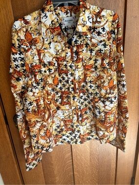 ACE of Diamond Women’s Western Stretch Snap Up Shirt XL Orange Black Rodeo